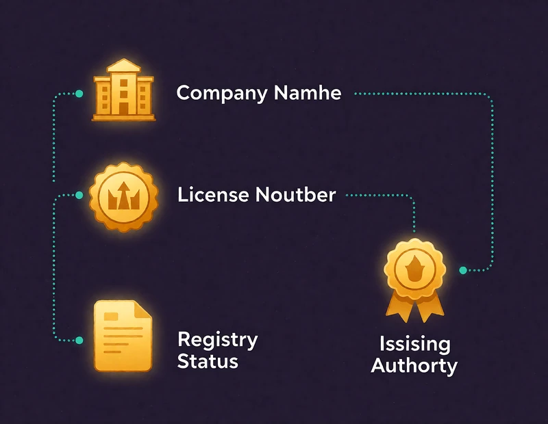 Vierstufiger Verifikationsprozess f&uuml;r Betreibername, Lizenznummer, Registerstatus und zust&auml;ndige Stelle eines Online Casinos